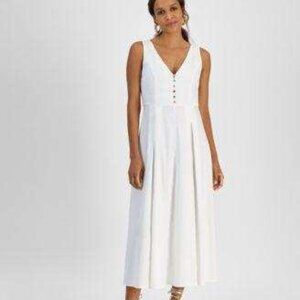 I.N.C. International Concepts Petite Sleeveless White Button-Front Dress